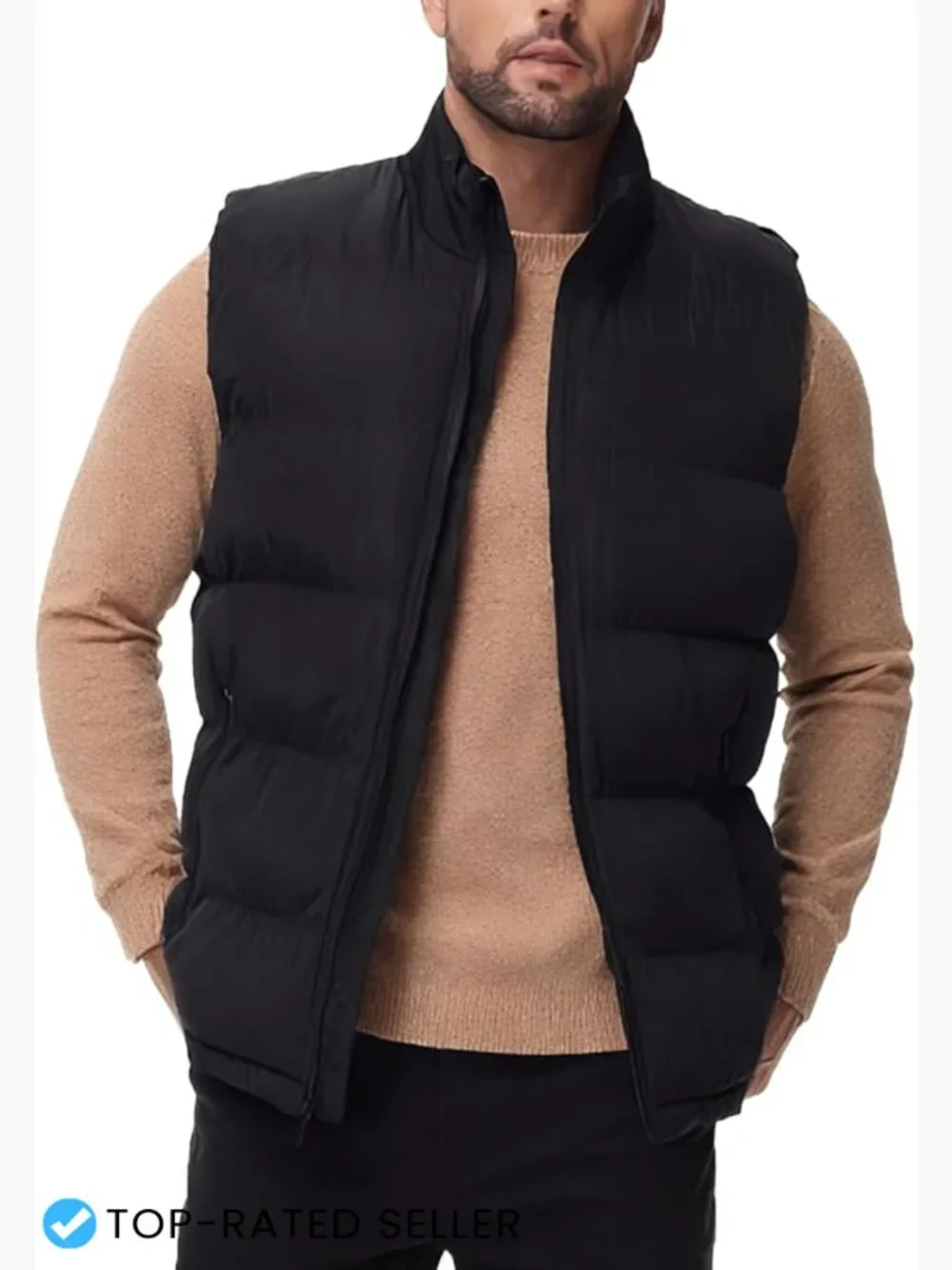 Men's Puffer Vest Winter Warm Sleeveless Outdoor Quilted Zip Up Lightweight
